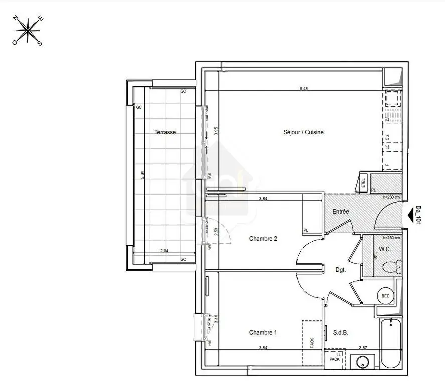 Vente appartement 3 pièces 60,47 m2