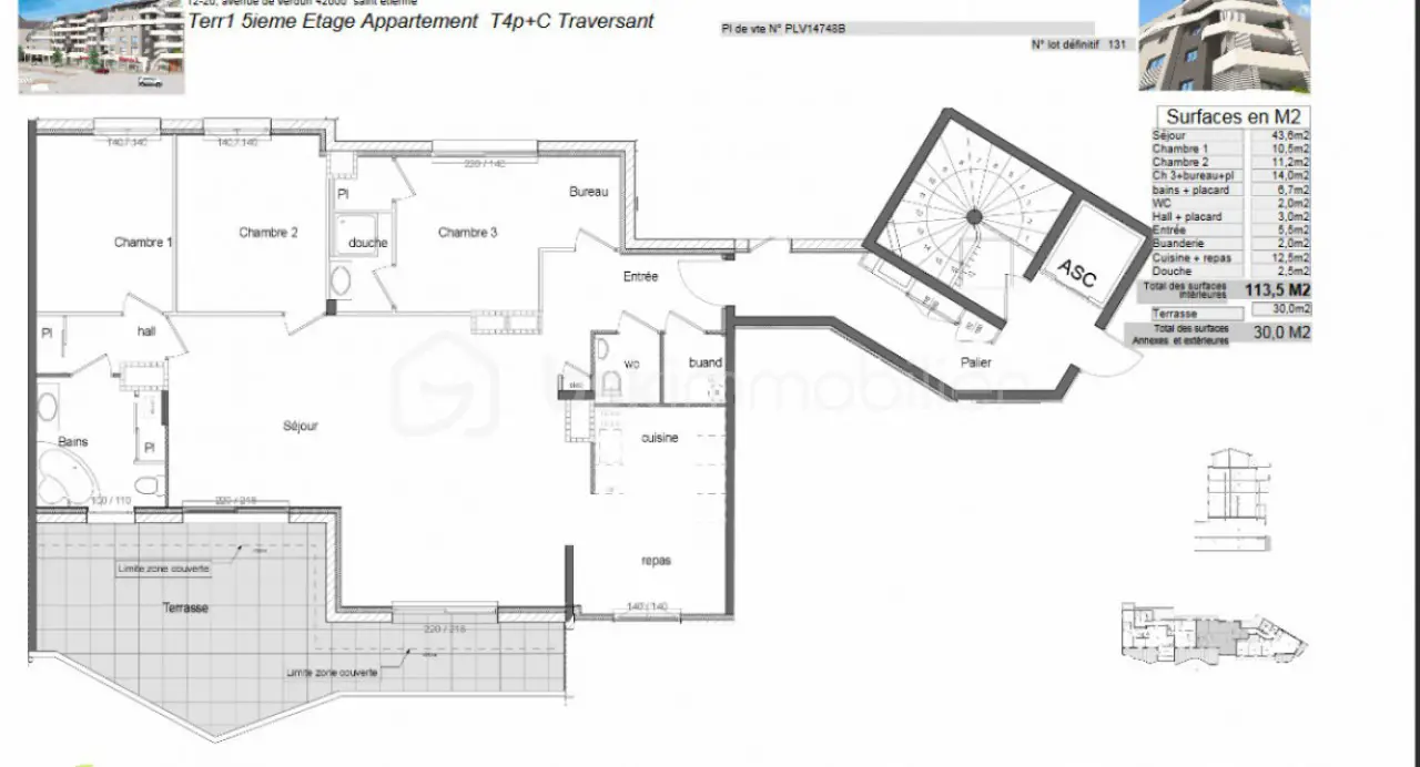 Vente appartement 5 pièces 114 m2