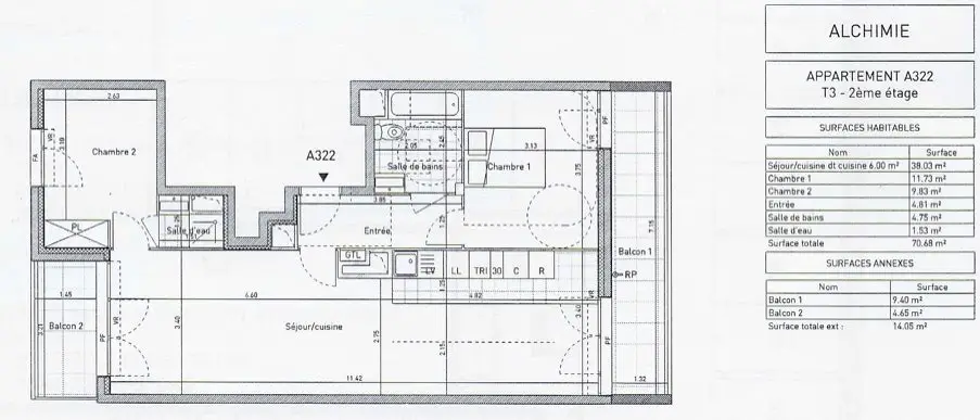 Location appartement 3 pièces 71 m2