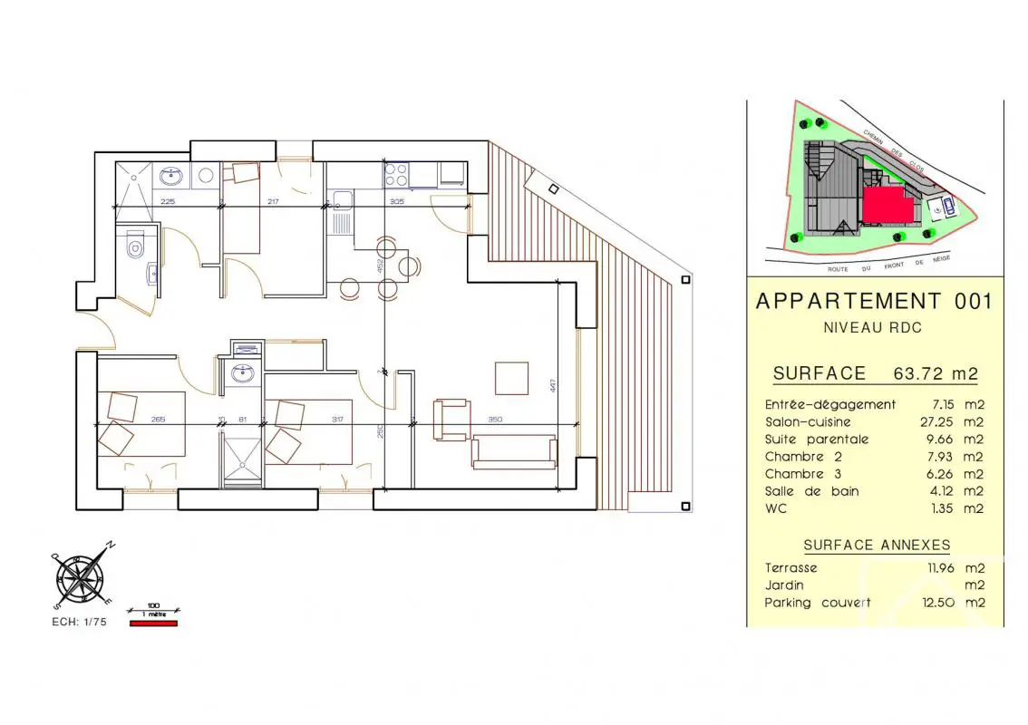 Vente appartement 3 pièces 64,3 m2