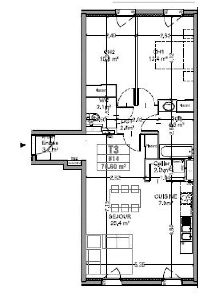 Location appartement 3 pièces 71 m2