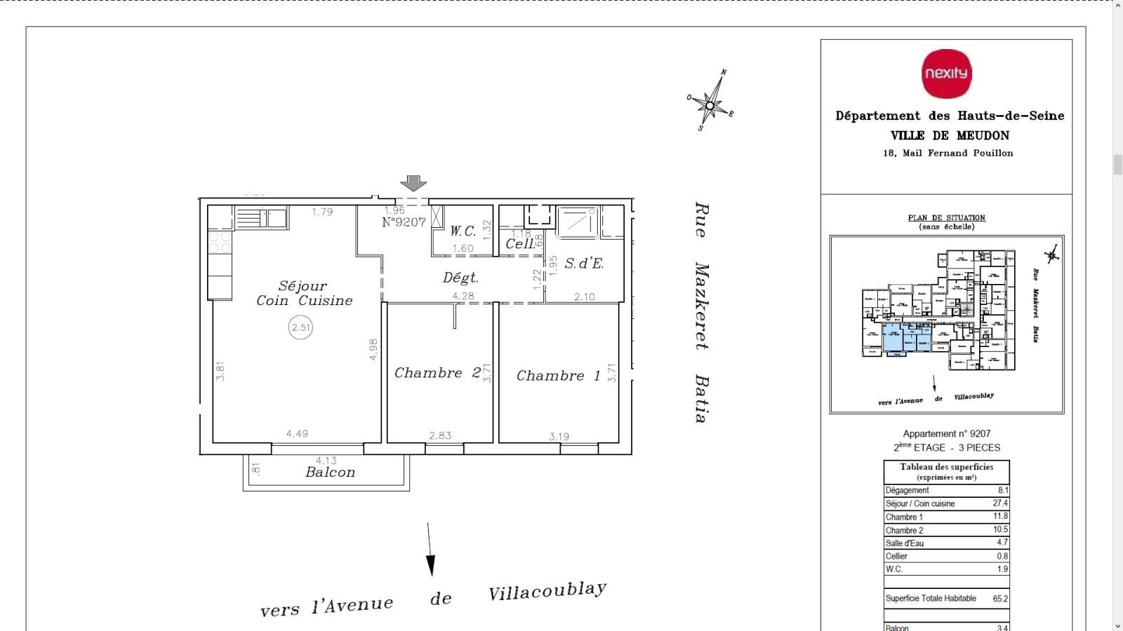 Location appartement 3 pièces 65 m2