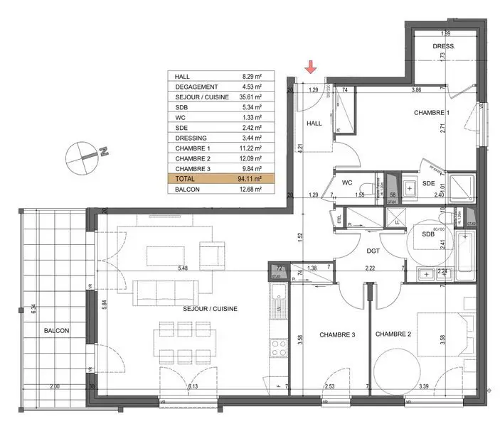 Vente appartement 4 pièces 94 m2