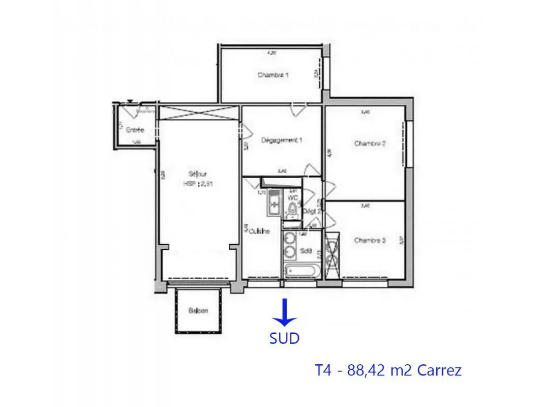 Vente appartement 4 pièces 88,42 m2