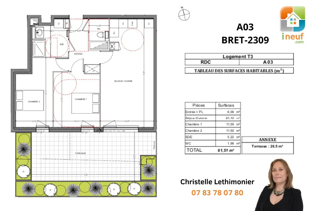 Vente appartement 3 pièces 61,51 m2