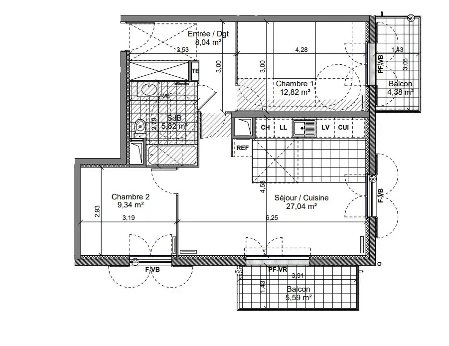 Vente appartement 3 pièces 63,06 m2