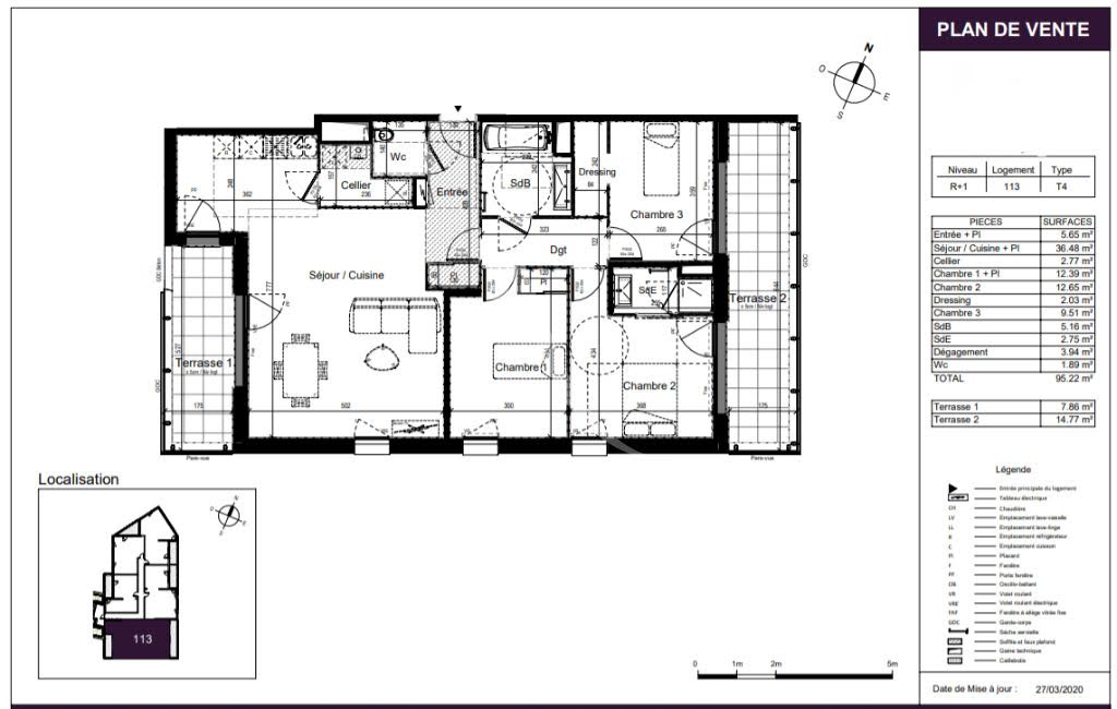 Vente appartement 4 pièces 95,22 m2