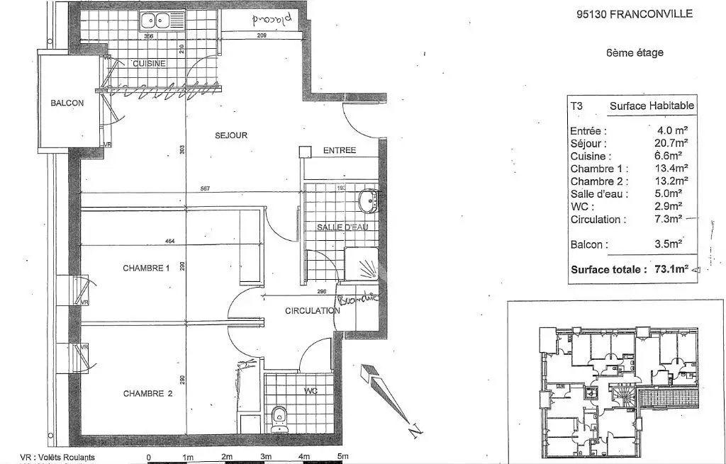 Location appartement 3 pièces 69,6 m2