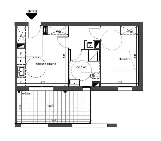 Location appartement 2 pièces 38,78 m2