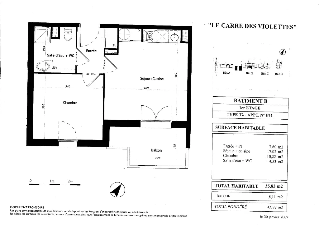Vente appartement 2 pièces 35,83 m2