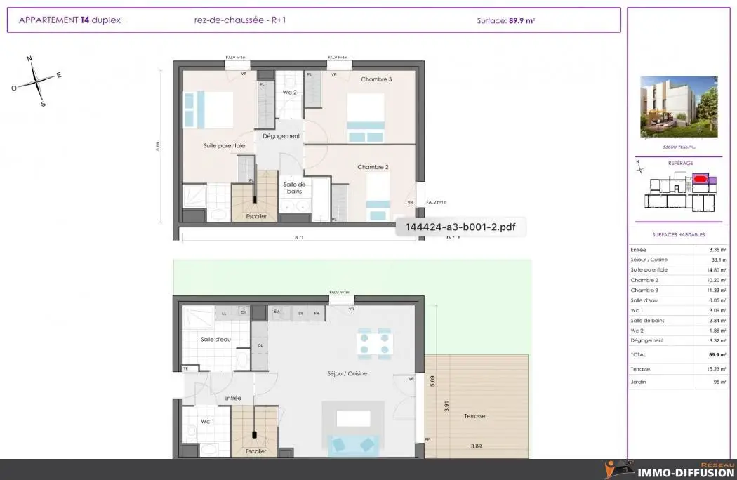 Vente appartement 4 pièces 90 m2