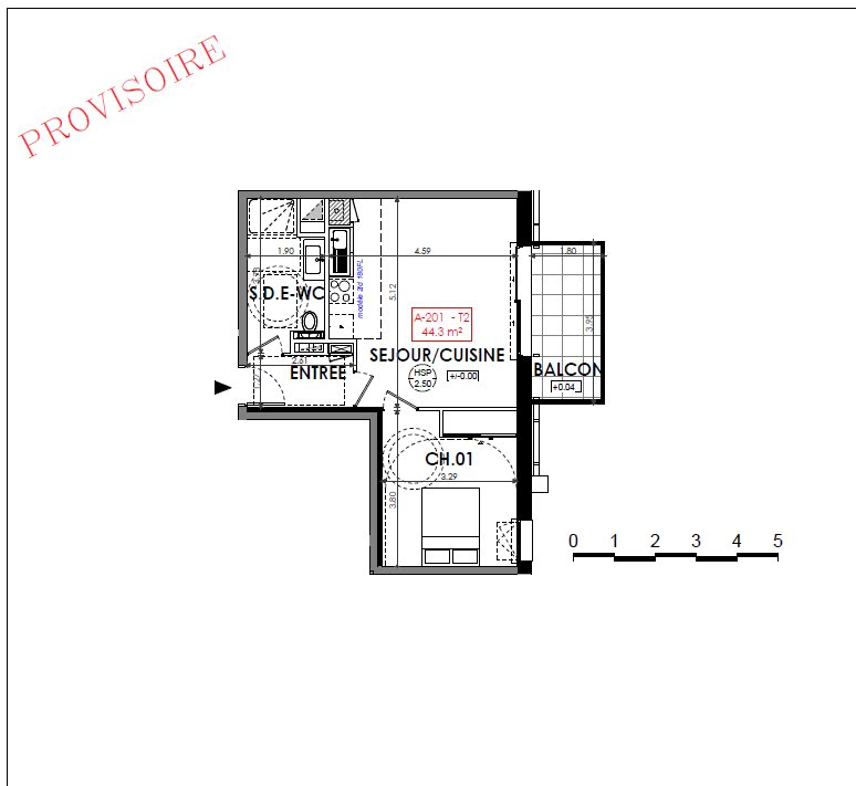 Vente appartement 2 pièces 44,3 m2