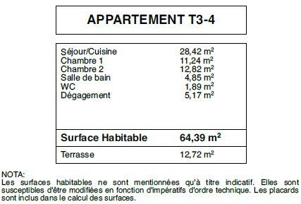 Vente appartement 3 pièces 66 m2