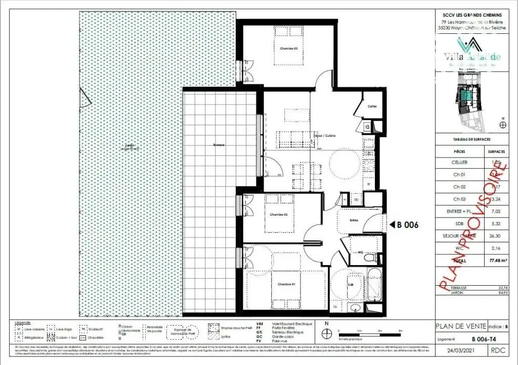 Vente appartement 4 pièces 77,48 m2