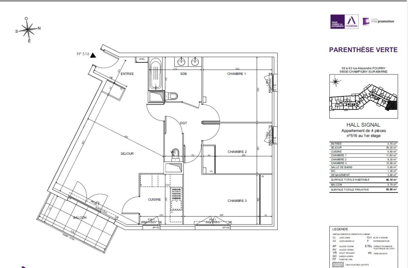 Location appartement 4 pièces 80 m2