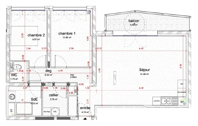Vente appartement 3 pièces 72,61 m2