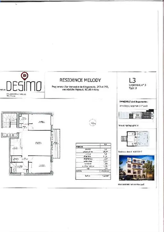 Location appartement 3 pièces 64,84 m2