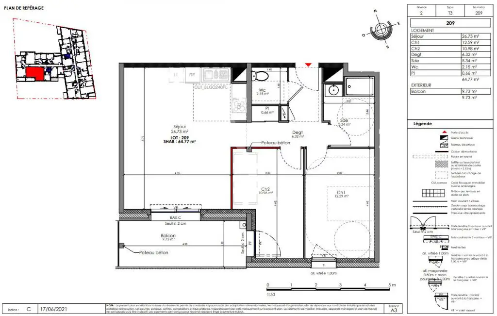Vente appartement 3 pièces 64,77 m2