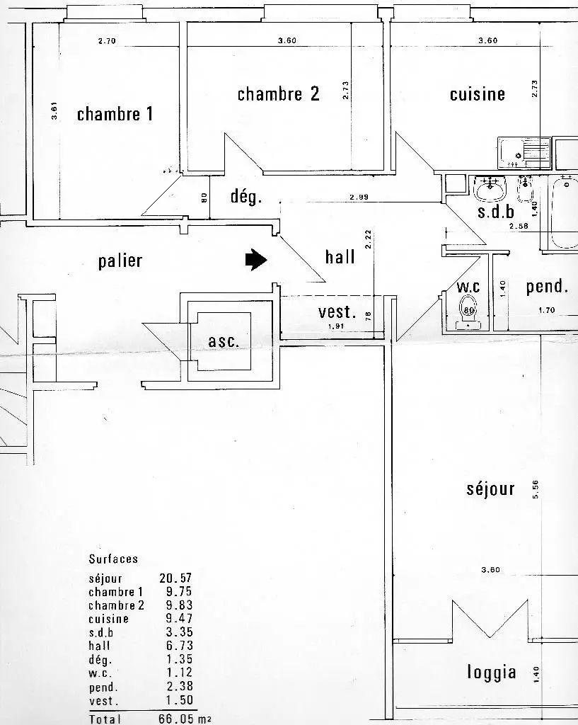 Location appartement 3 pièces 71 m2