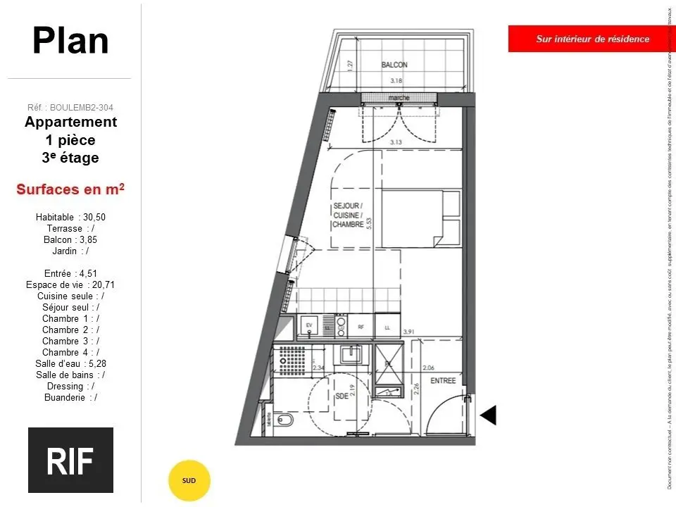 Vente studio 30 m2