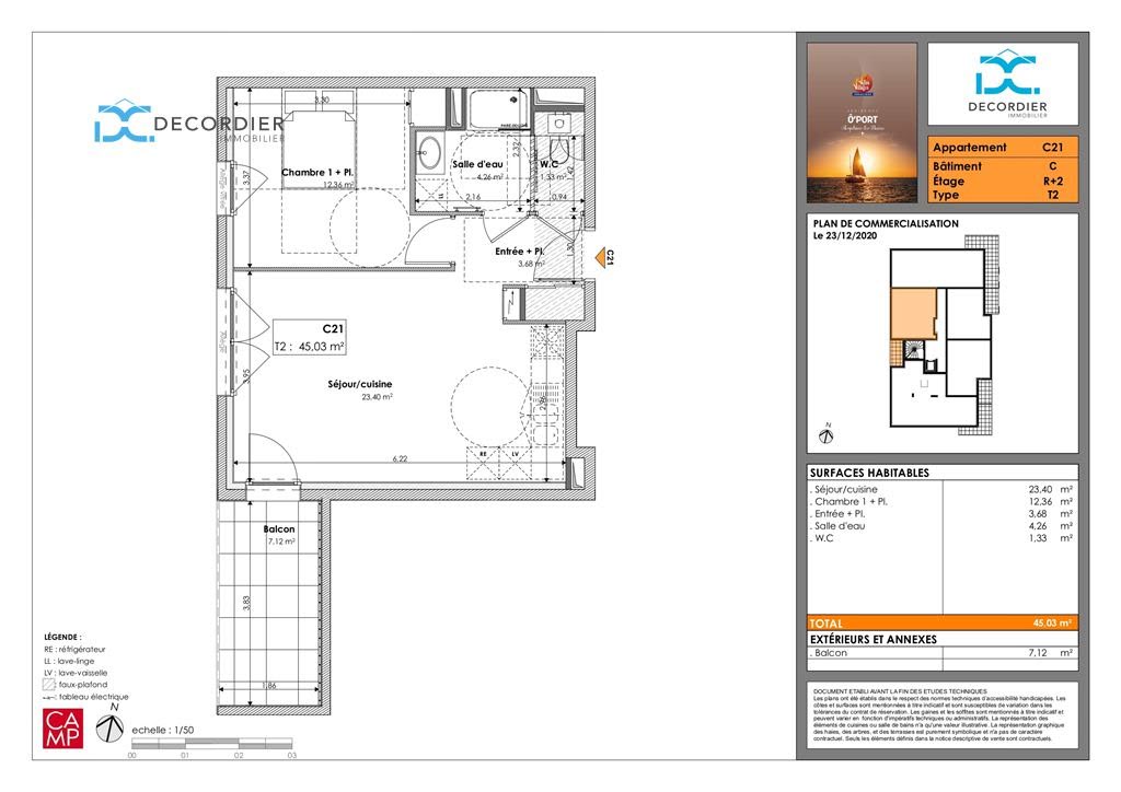 Vente appartement 2 pièces 44,92 m2