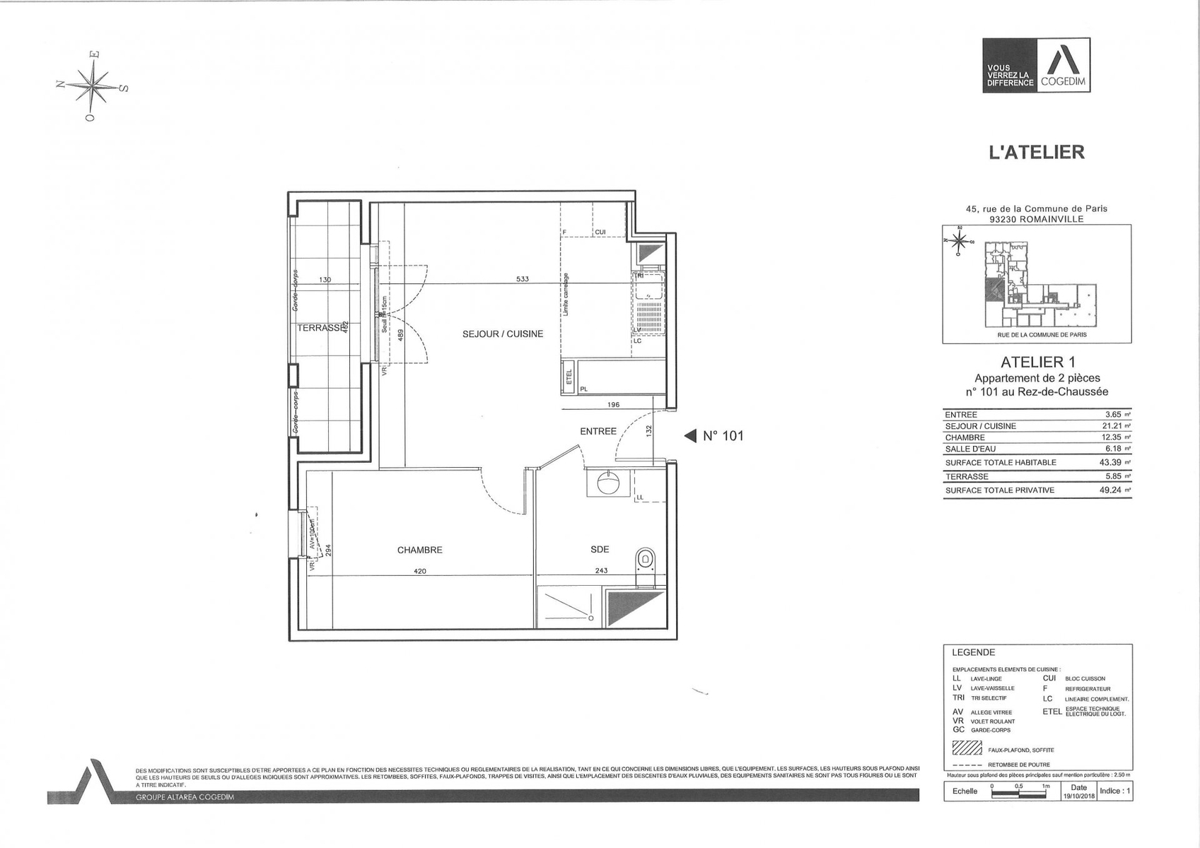 Location appartement 2 pièces 43,39 m2