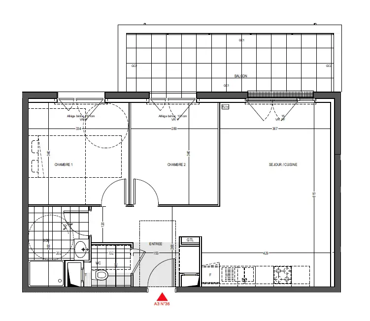 Vente appartement 3 pièces 57,13 m2