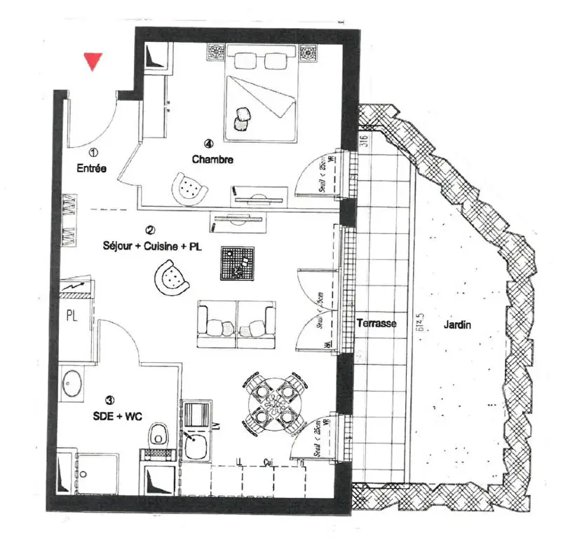Location appartement 2 pièces 42,1 m2