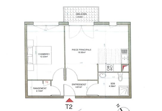 Location appartement 2 pièces 41,98 m2