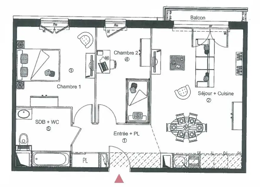 Location appartement 3 pièces 57,77 m2