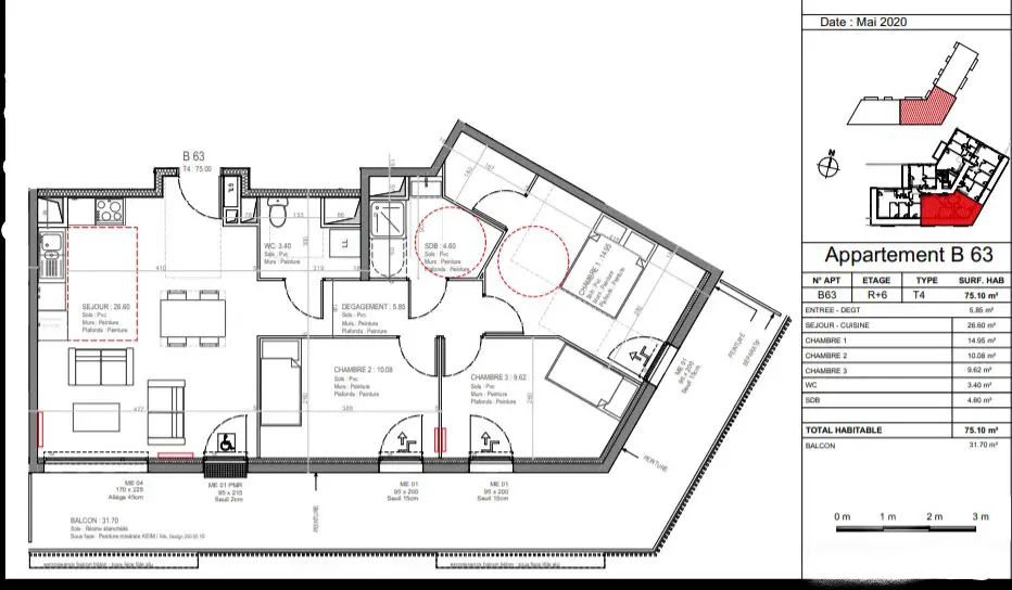 Vente appartement 4 pièces 81,24 m2