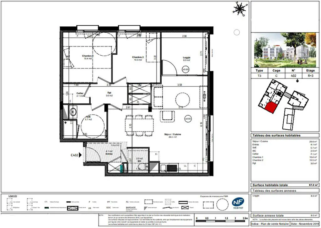 Vente appartement 3 pièces 67,2 m2
