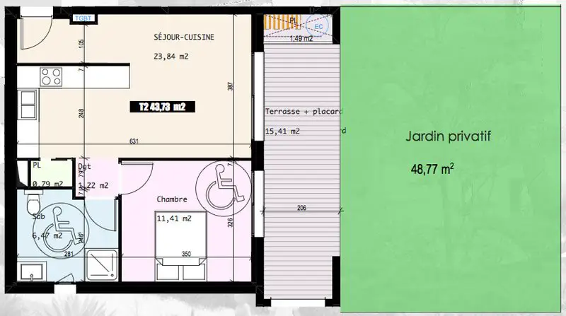 Vente appartement 2 pièces 44 m2