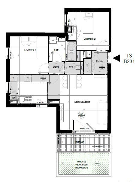 Vente appartement 3 pièces 63,9 m2