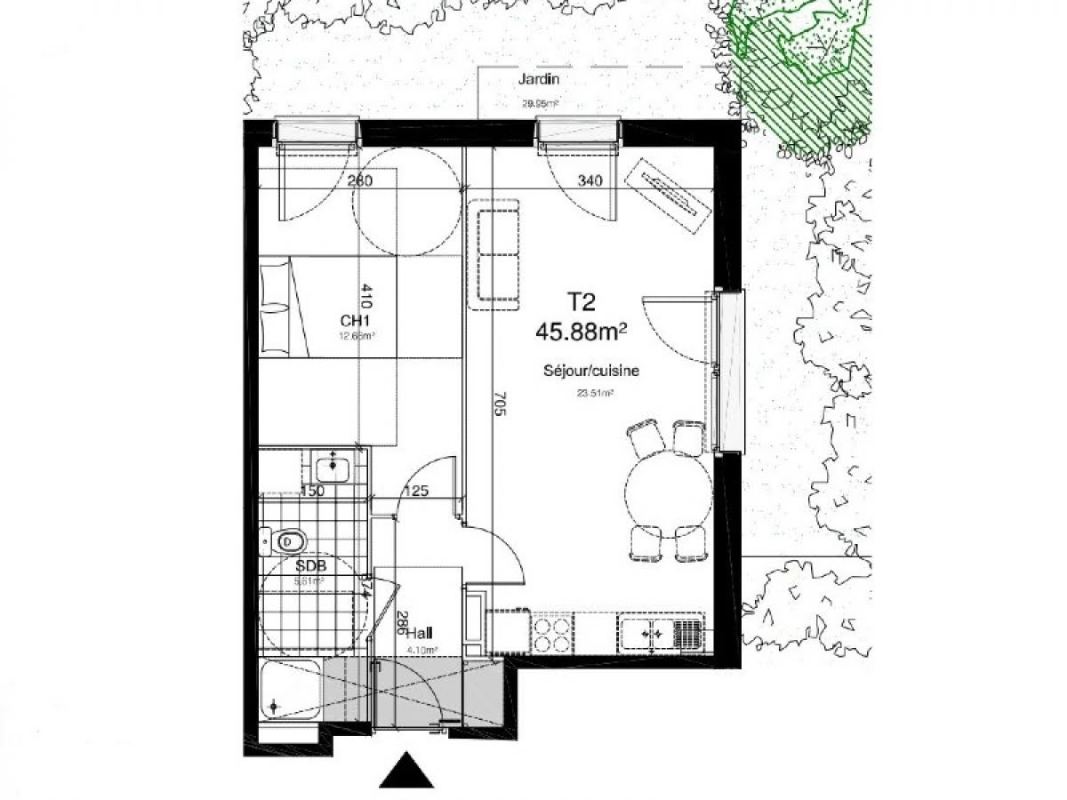 Vente appartement 2 pièces 45,88 m2