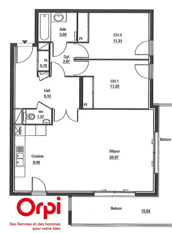 Vente appartement 3 pièces 76,58 m2