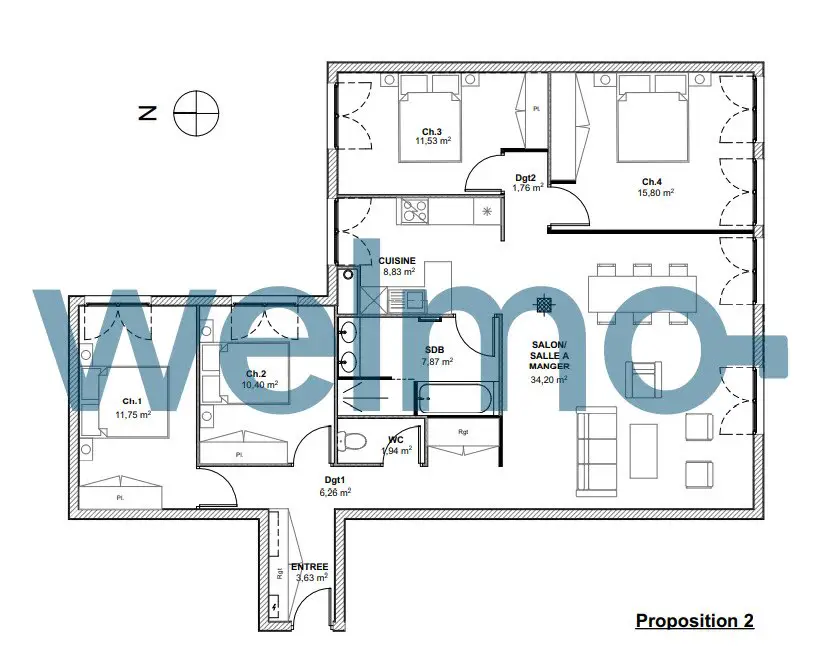 Vente appartement 5 pièces 105 m2