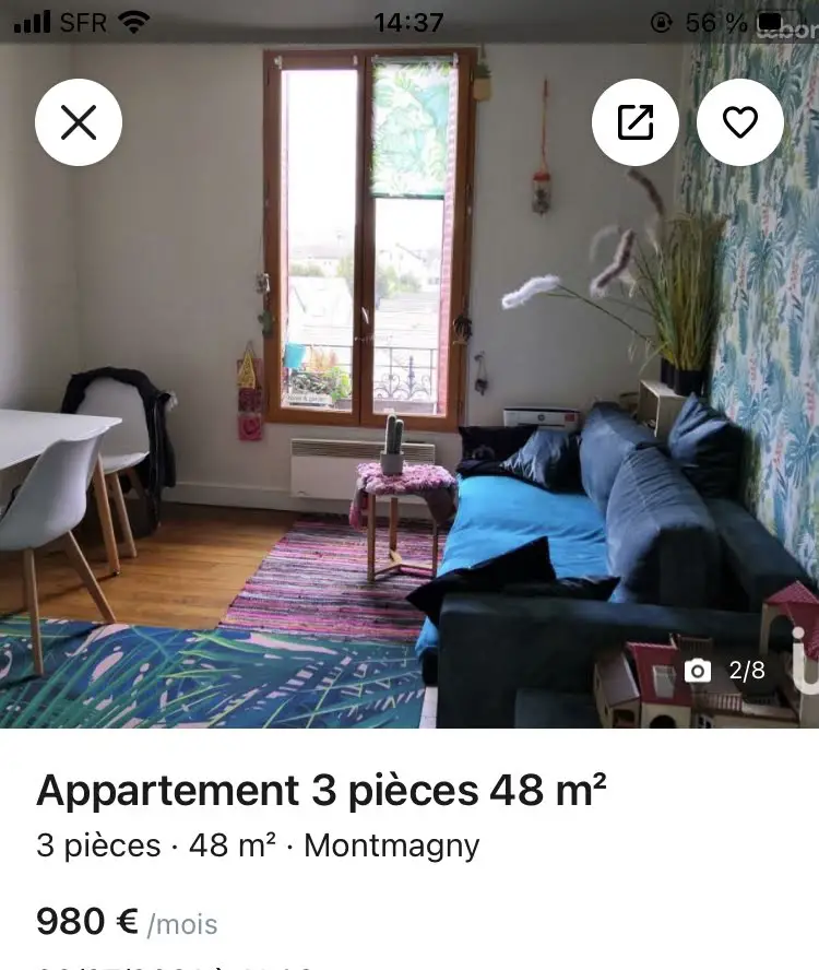 Location appartement meublé 3 pièces 48 m2