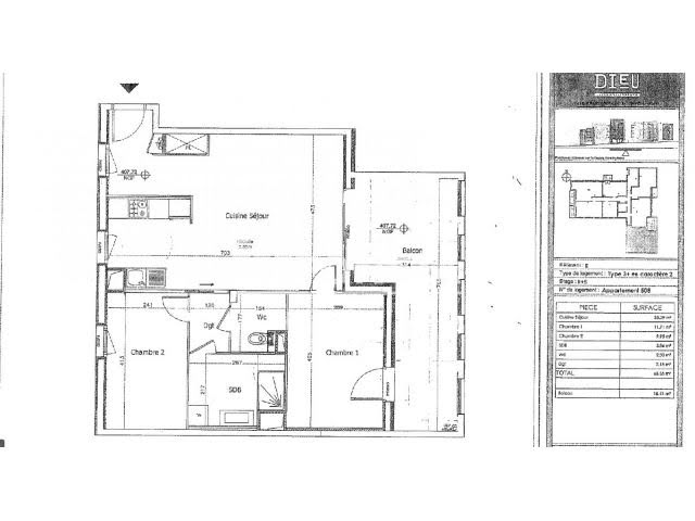 Location appartement 3 pièces 65,55 m2
