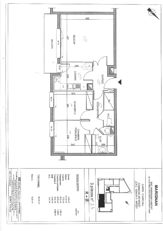 Location appartement 3 pièces 63,02 m2