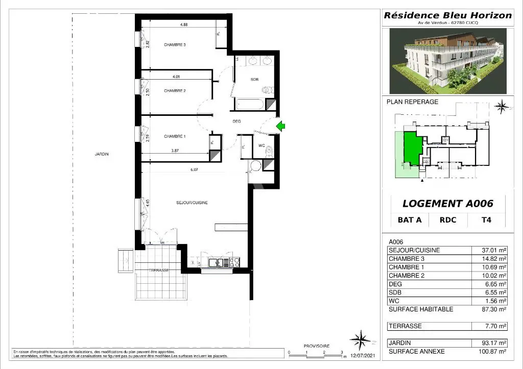 Vente appartement 4 pièces 87,3 m2