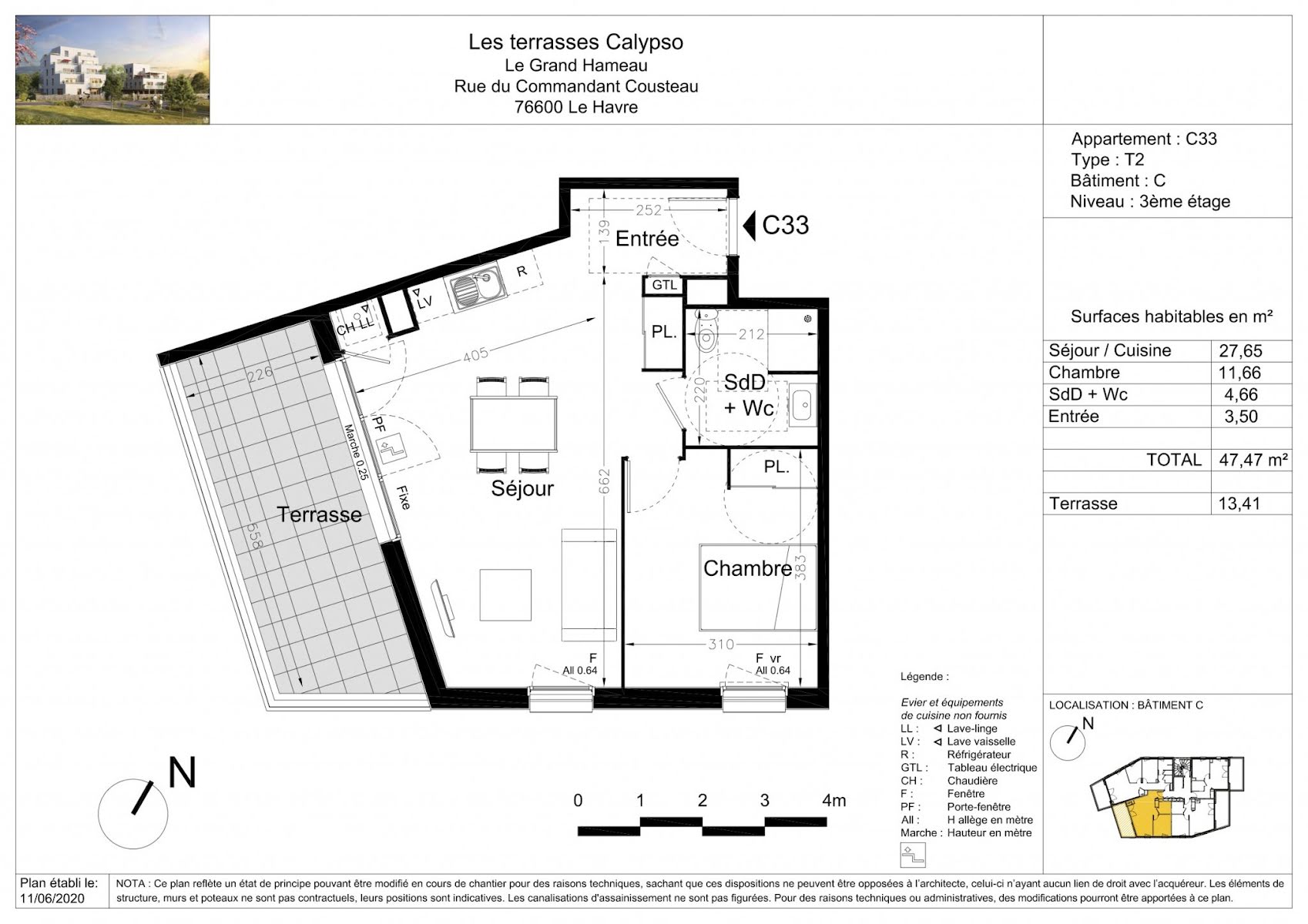 Vente appartement 2 pièces 47,47 m2