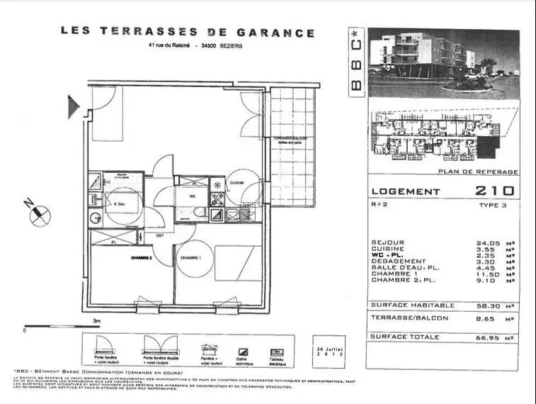 Location appartement 3 pièces 58 m2