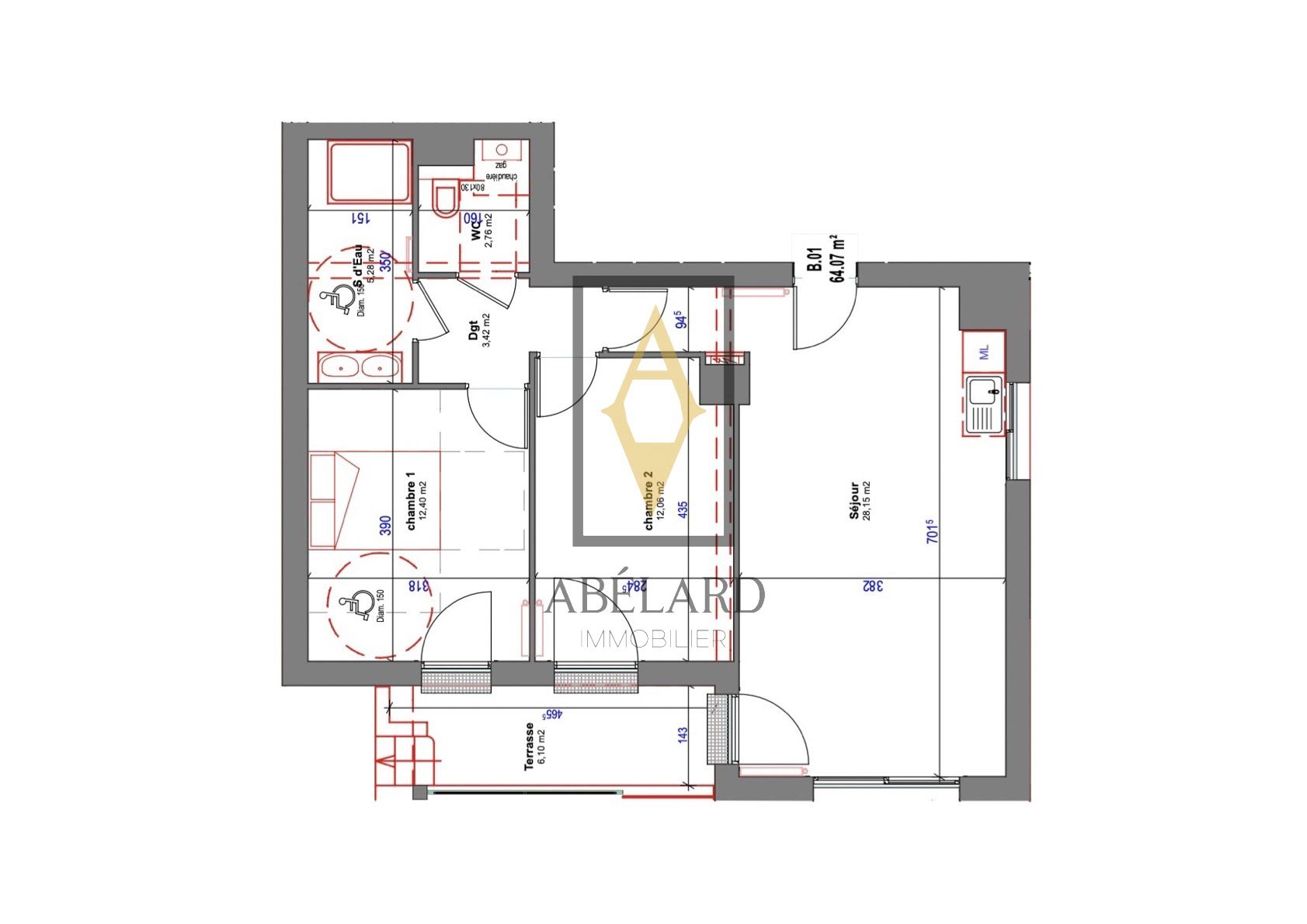 Vente appartement 3 pièces 64,07 m2