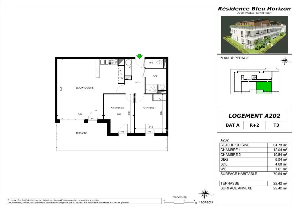 Vente appartement 3 pièces 70,64 m2