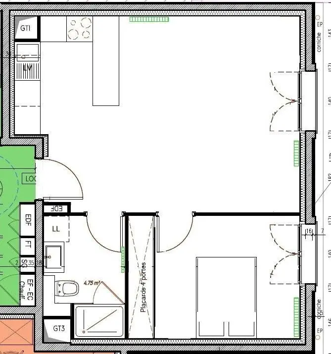 Location appartement 2 pièces 44,86 m2