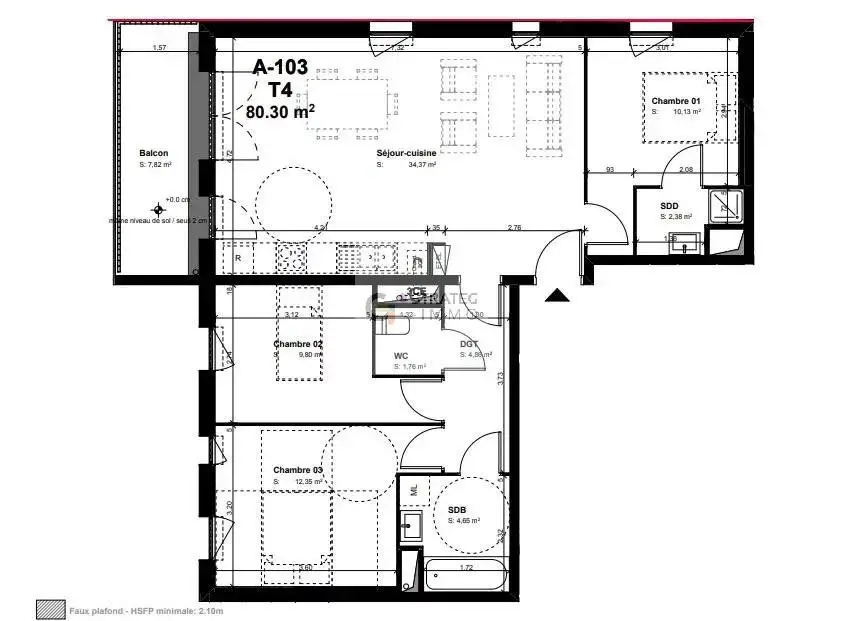 Vente appartement 4 pièces 80,3 m2