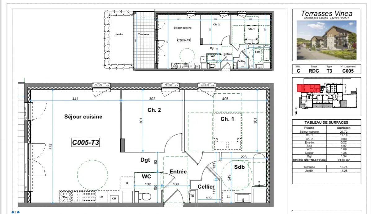 Vente appartement 3 pièces 64,67 m2