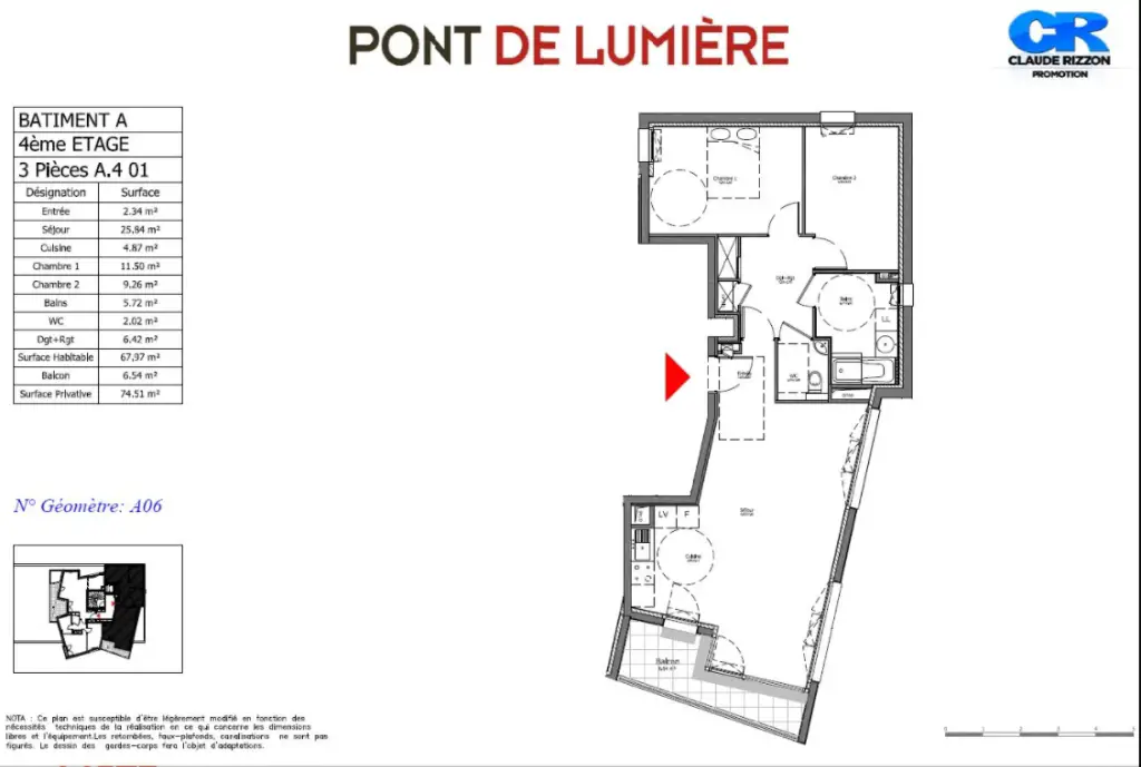 Location appartement 3 pièces 67,97 m2