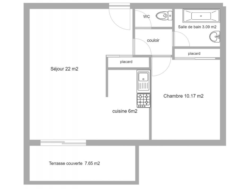 Vente appartement 2 pièces 46 m2